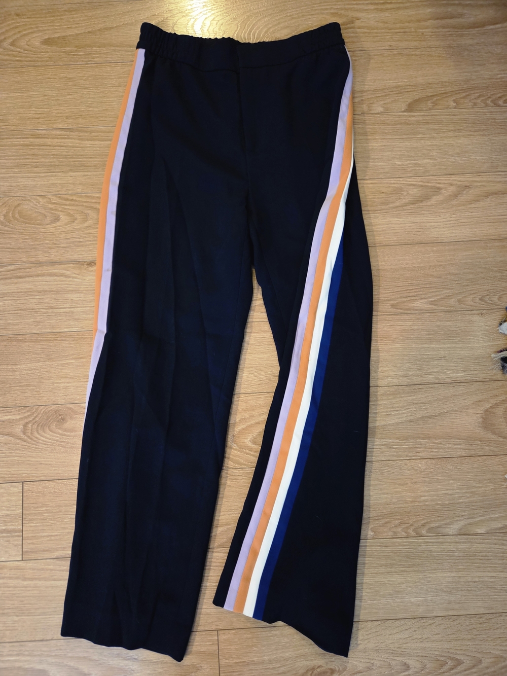 Zara Black Women's Pants with Subtle Blue Trim